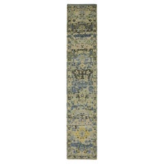 2'7 "x14' Grün Persisch Inspiriert mit Vögel Design Handgeknüpft Wolle Läufer Teppich