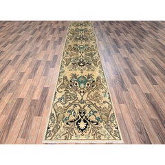2'7"x14' Ivory Bijar Garus Design Aryana Grade Hand Knotted All Wool Runner Rug