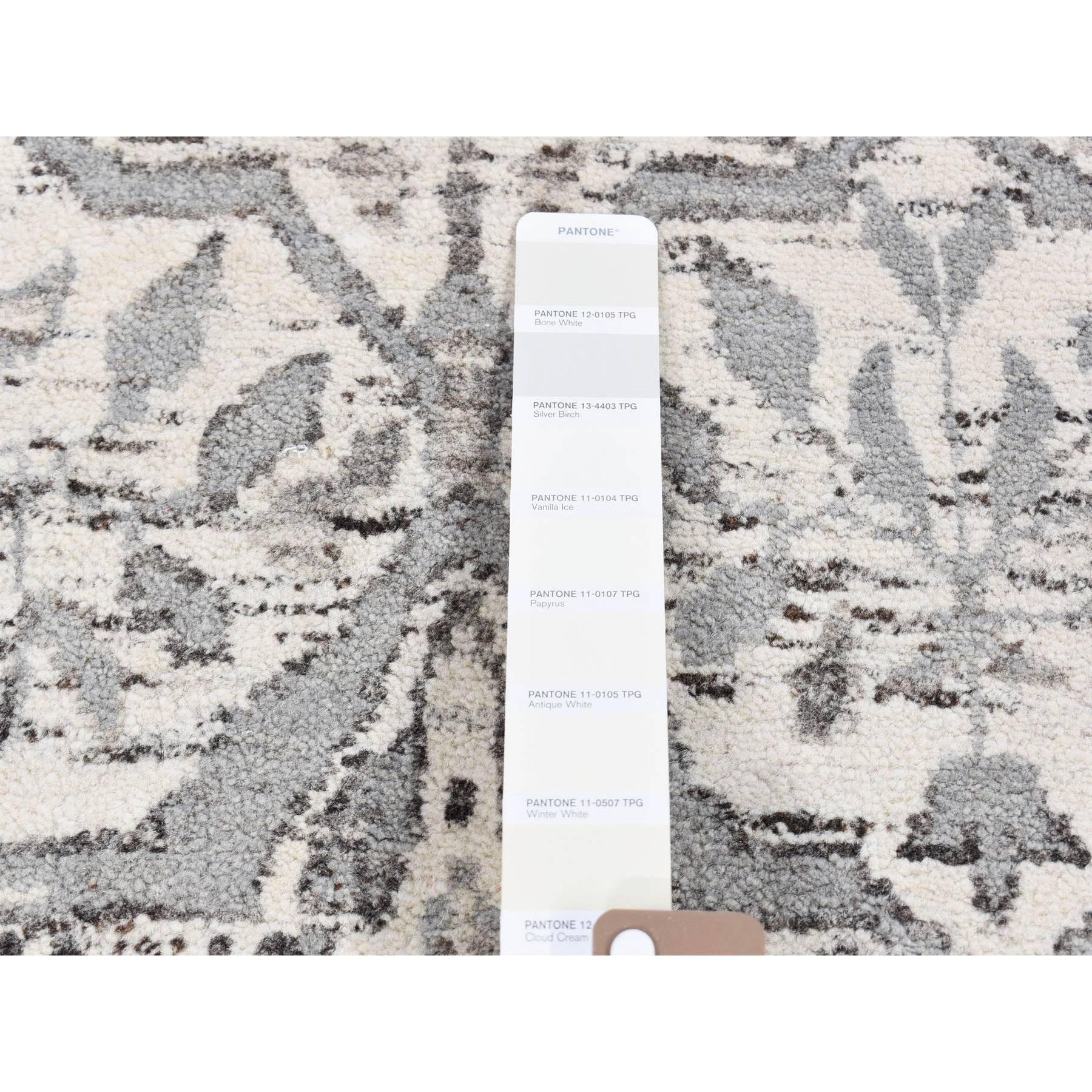 Indien Tapis oriental ivoire Oushak en laine naturelle nouée à la main 2'7