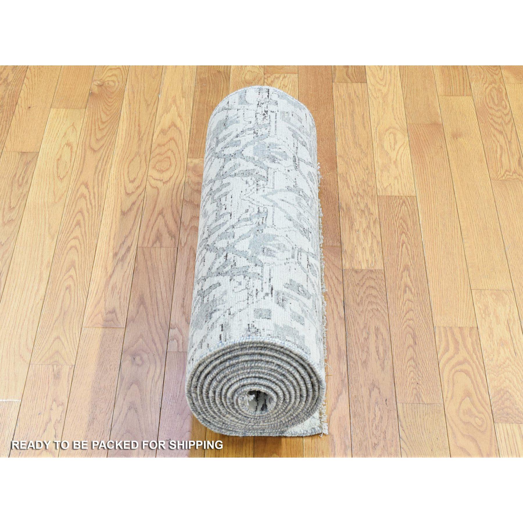 XXIe siècle et contemporain Tapis oriental ivoire Oushak en laine naturelle nouée à la main 2'7