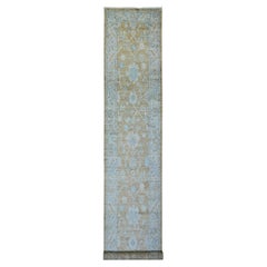 2'7 "x15' Tapis de course Afghan Angora Oushak en laine douce nouée à la main de couleur Tan