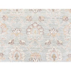 2'7"x15'10" Faded Green, Fine Peshawar, Pure Wool Hand Knotted XL Runner Rug