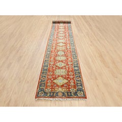 2'7"x15'10" Red Karajeh Design Pure Wool Hand Knotted Oriental XL Runner Rug