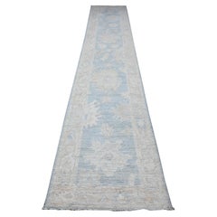 2'7"x15'3" Queen Blue Hand Knotted Angora Oushak XL Runner Oriental Rug
