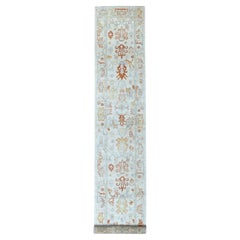 2'7"x15'7" Hand Knotted Ivory Angora Oushak Pure Wool Oriental XL Runner Rug