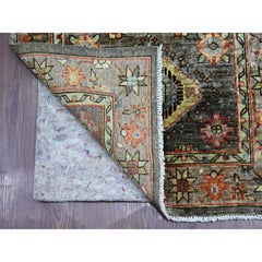 2'7 "x15'7" Marrón Moca Peshawar con Diseño Karajeh Alfombra de Lana Anudada a Mano