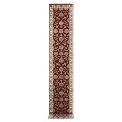 2'7"x16'4" Red Hand Knotted Wool and Silk Rajasthan Leaf Design XL Runner Rug