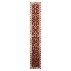 2'7"x16'4" Seattle Red Hand Knotted Wool and Silk Rajasthan Design XL Runner Rug