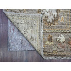 2'7"x17'2" Beaver Brown Hand Knotted Angora Oushak Pure Wool Runner Oriental Rug
