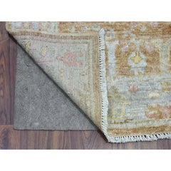 2'7"x17'2" Hand Knotted Almond Brown Angora Oushak Soft Wool XL Runner Rug