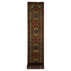 2'7"x17'7" Brick Red Antiqued Heriz Hand Spun Wool Hand Knotted XL Runner Rug
