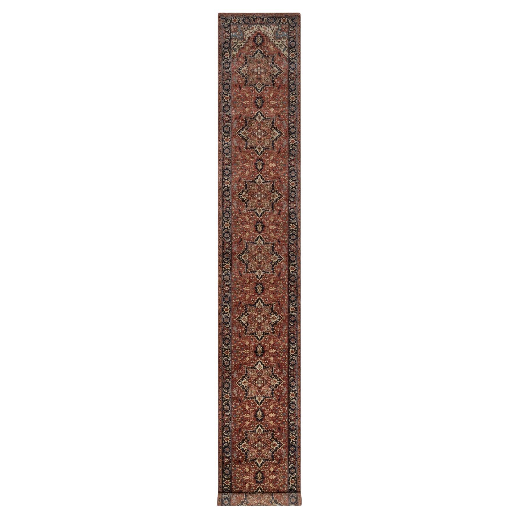 2'7 "x18' Rosso anticato Fine Heriz Re-Creation annodato a mano in morbida lana Runner Rugs