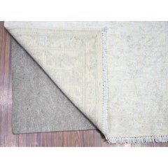 2'7"x19'1" Ivory Peshawar Faded Design Wool Hand Knotted XL Runner Oriental Rug