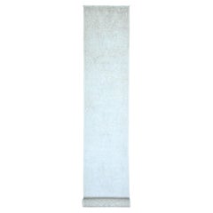 2'7"x19'1" Ivory Peshawar Faded Design Wool Hand Knotted XL Runner Oriental Rug
