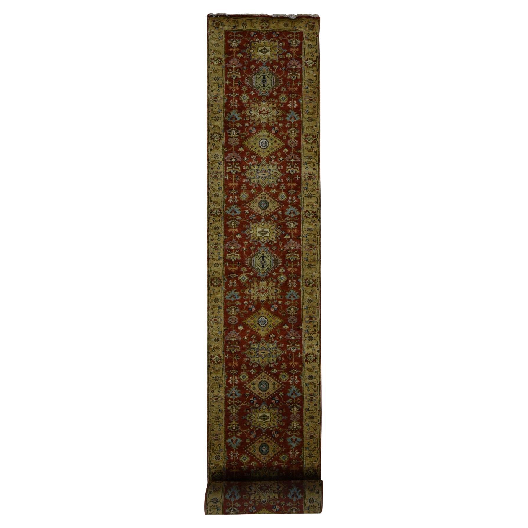2'7 "x19'10" Rojo Ladrillo, Anudada a Mano, Alfombra XL, Diseño Karajeh, Pura Lana