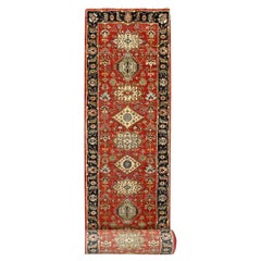 2'7"x19'10" Crimson Red Hand Knotted Karajeh Design Wool XL Runner Rug