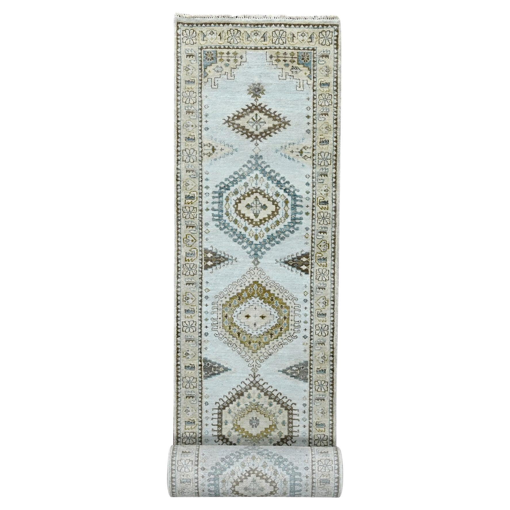 Tapis oriental Zoroastrian Village XL noué à la main gris 2'7"x19'9"