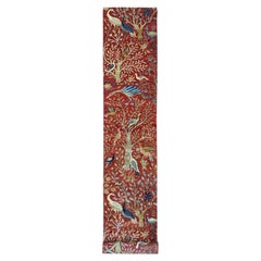 2'7"x19'9" Red Peshawar Birds of Paradise Design Hand Knotted Wool Runner Rug