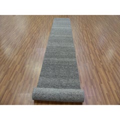2'7"x20' Cloudburst Gray Grass Undyed Wool Hand Knotted XL Runner Oriental Rug