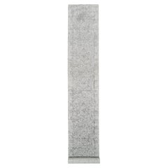 2'7 "x20' Gris, Lana y Seda Diseño Persa Roto, Anudada a Mano, Alfombra de Corredor XL