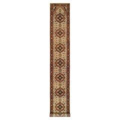2'7 "x20' Ivoire Heris Re-Creation Laine nouée à la main XL Runner Tapis d'Orient