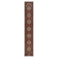 2'7"x20' Red Antiqued Fine Heriz Re-Creation Hand Knotted Soft Wool Runner Rug