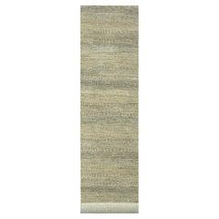 2'7 "x20'4" Khaki Brown Modern Grass Design Tappeto Runner in lana e seta annodato a mano