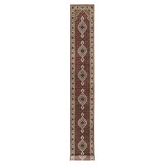 2'7 "x20'4" Tapis de course Tabriz Mahi rouge avec Fish Design Pure laine nouée à la main