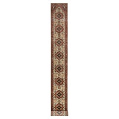 2'7"x21'10" Ivory Antiqued Fine Heriz Re-Creation Hand Knotted Wool Runner Rug