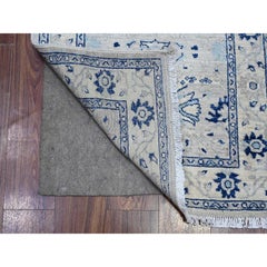 2'7 "x21'4" Grigio Lussuoso Tappeto Runner XL in Lana con Design a Foglie di Falce Annodato a Mano