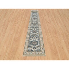 2'7"x21'7" Floral White Wool Hand Knotted Reimagined Viss XL Runner Oriental Rug