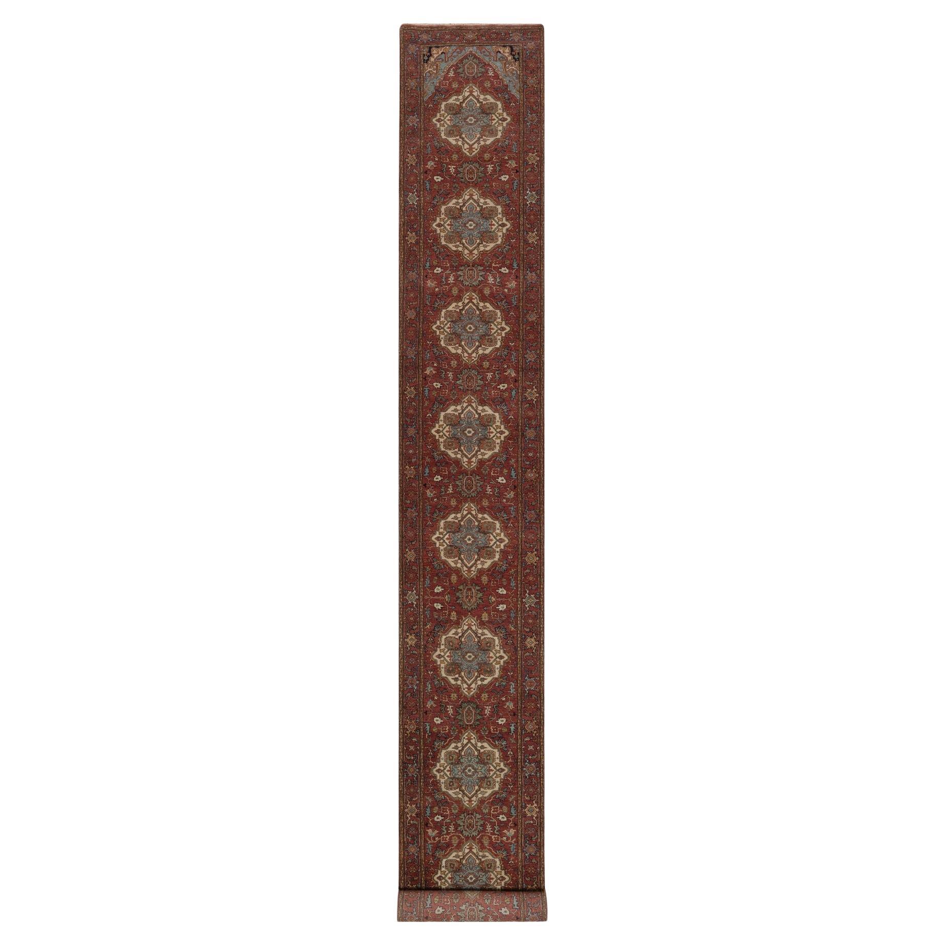 2'7 "x21'7" rosso anticato Fine Heriz Re-Creation annodato a mano in morbida lana Runner Rugs