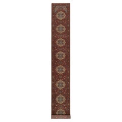 2'7 "x21'7" Rojo Antiguo Fina Alfombra Heriz Re-Creación Anudada a Mano de Lana Suave para Correr