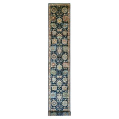 2'7"x21'8" Blue Northwest Persian All Over Design Hand Knotted Wool Runner Rug