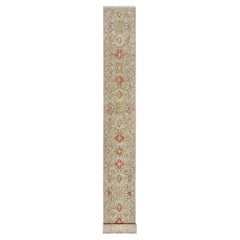 2'7 "x22' Beige, The Sunset Rosettes, Wolle und Seide, Handgeknüpfter XL Läufer Teppich