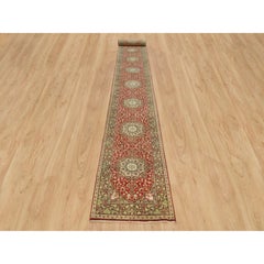 2'7"x22' Red Antiqued Tabriz Haji Jalili Design All Wool Hand Knotted Runner Rug