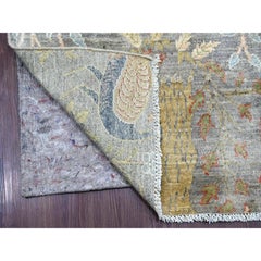 2'7"x22'1" Gray Peshawar Birds of Paradise Design Hand Knotted Wool Runner Rug