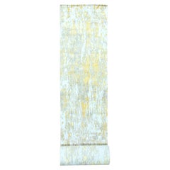 2'7'x23'6" Beige with Gold Abstract Design Wool and Silk Hand Knotted Runner Rug