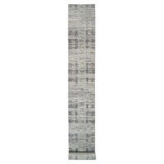 2'7"x23'8" Gris Natural Wool noué à la main Modern Design XL Runner Oriental Rug