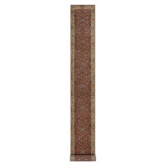 2'7"x23'9" Red Antiqued Re-Creation All Over Design Hand Knotted Wool Runner Rug