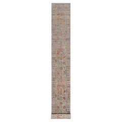 2'7"x23'9" Rice White Hand Knotted Vase Design Silk with Textured Wool Runner Ru