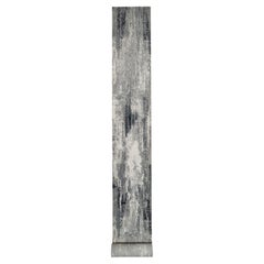 2
7 "x26
Schwarz mit Elfenbein Hand geknüpft abstrakte Design Wolle und Seide Läufer Teppich