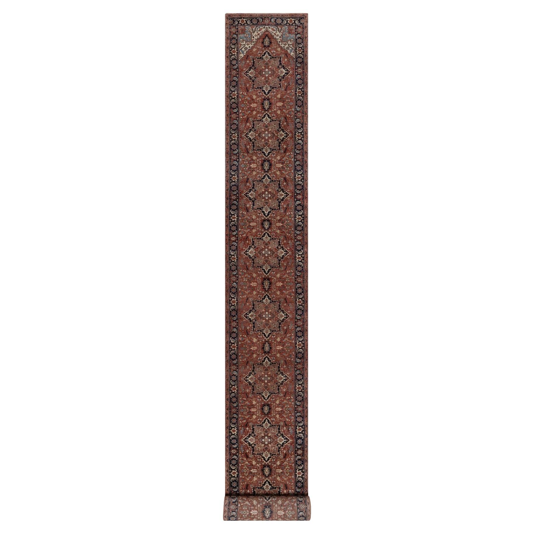 2'7 "x26'1" Rosso anticato Fine Heriz Re-Creation Wool annodato a mano XL Runner Rugs