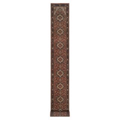 2'7"x27'8" Red Antiqued Fine Heriz Re-Creation Pure Wool Hand Knotted Runner Rug