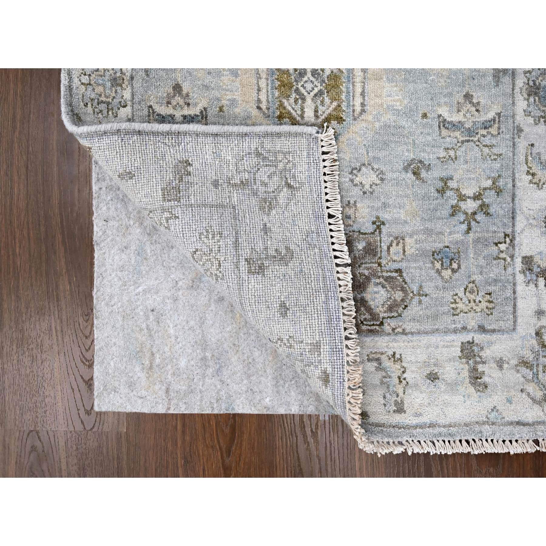 Heriz Serapi Tappeto orientale Runner in lana annodato a mano con design geometrico Karajeh grigio 2'7 