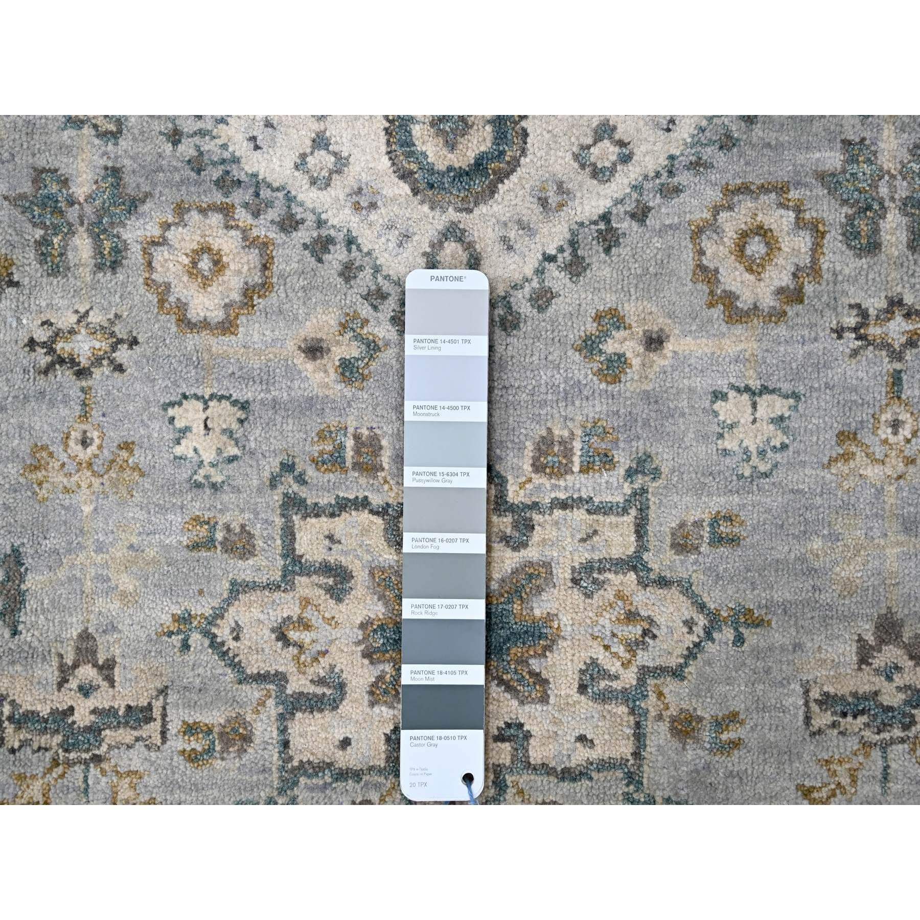 Indiano Tappeto orientale Runner in lana annodato a mano con design geometrico Karajeh grigio 2'7 