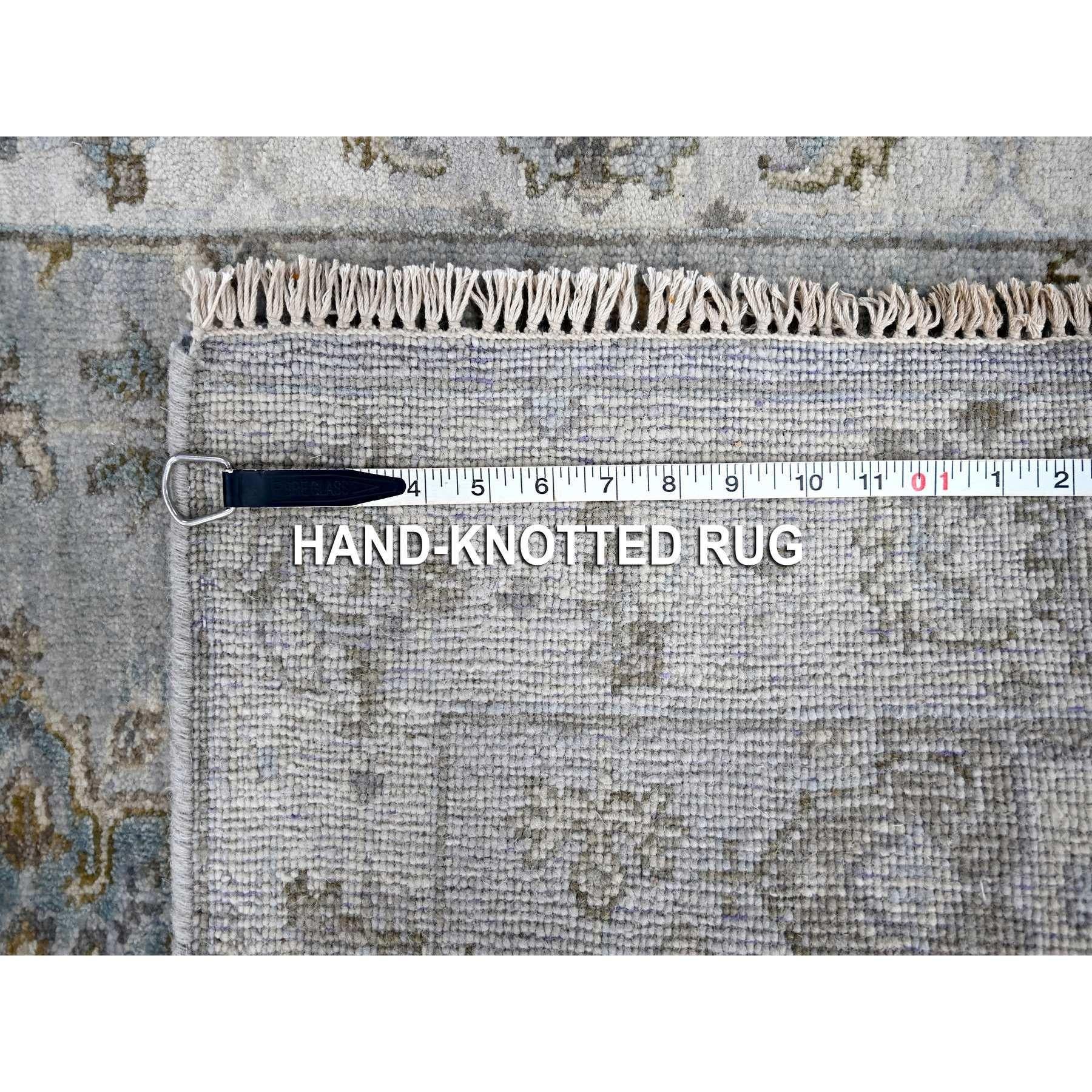 Lana Tappeto orientale Runner in lana annodato a mano con design geometrico Karajeh grigio 2'7 