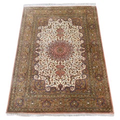 Tappeto persiano avorio Qum 400 KPSI Super Fine 100% seta annodato a mano 2
7" x 3
10"