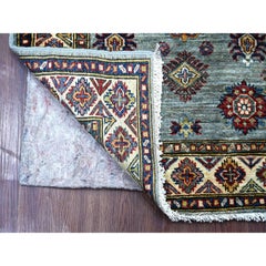 2'7"x3'10" Misty Gray Wool Afghan Super Kazak with Geometric Motifs Mat Rug
