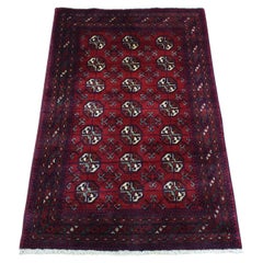 2
7 "x3
10" Roter afghanischer Khamyab Bokara Wollstamm handgeknüpft Orientteppich